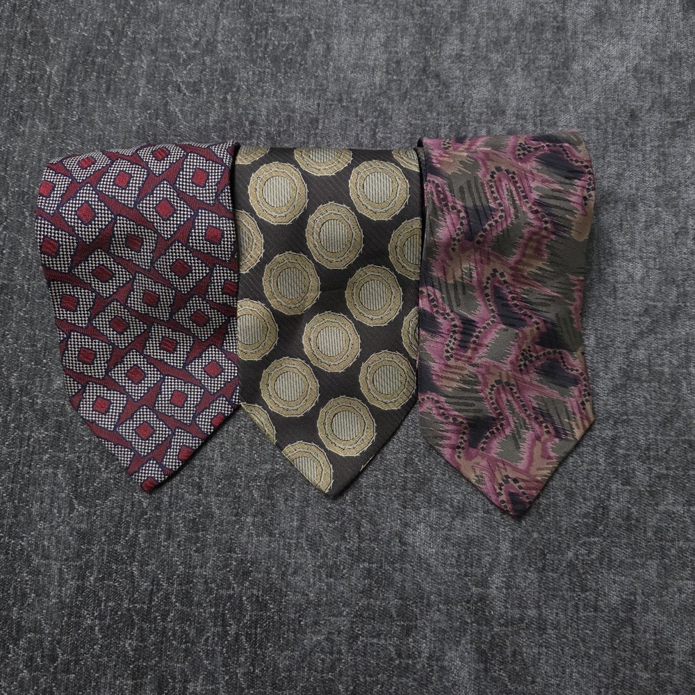 Lot Of 3 Giorgio Armani Vintage Neck Ties Silk Mens Abstract Geometric Italy